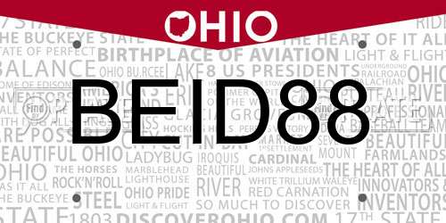 BEID88 Ohio License Plate