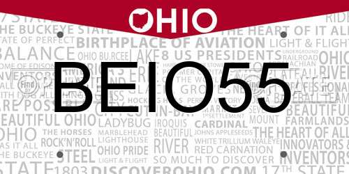 BEIO55 Ohio License Plate