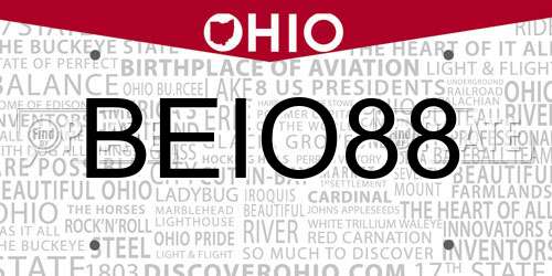 BEIO88 Ohio License Plate