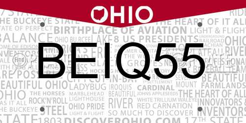 BEIQ55 Ohio License Plate