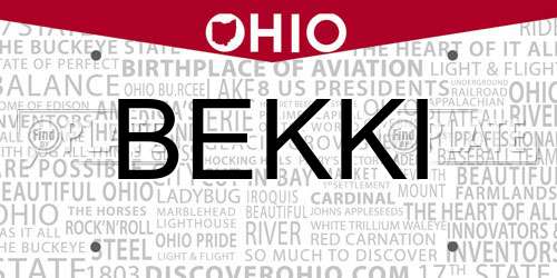 BEKKI Ohio License Plate