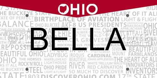BELLA Ohio License Plate