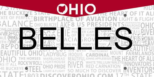 BELLES Ohio License Plate