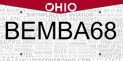 BEMBA68 Ohio License Plate