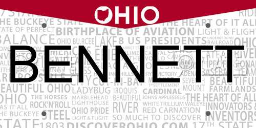 BENNETT Ohio License Plate
