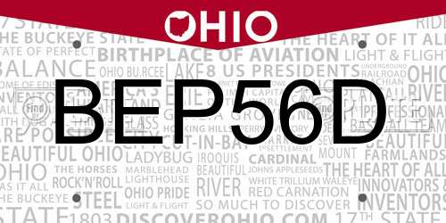 BEP56D Ohio License Plate