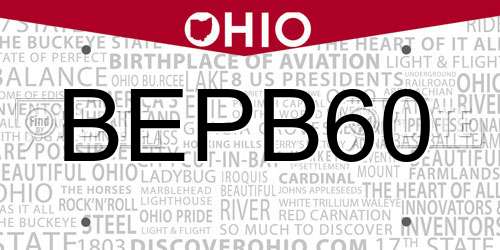 BEPB60 Ohio License Plate