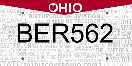 BER562 Ohio License Plate