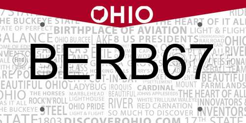 BERB67 Ohio License Plate