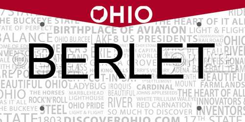 BERLET Ohio License Plate