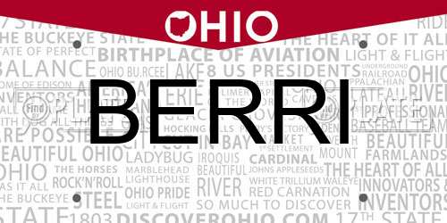 BERRI Ohio License Plate