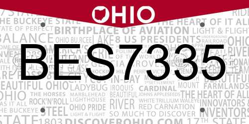 BES7335 Ohio License Plate