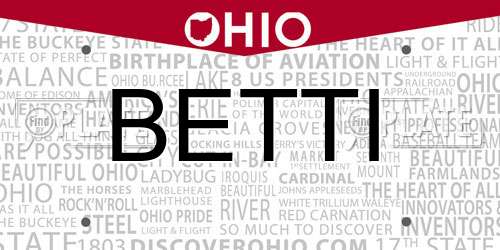 BETTI Ohio License Plate