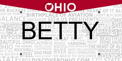 BETTY Ohio License Plate