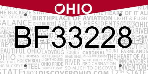 BF33228 Ohio License Plate