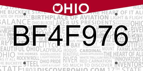 BF4F976 Ohio License Plate