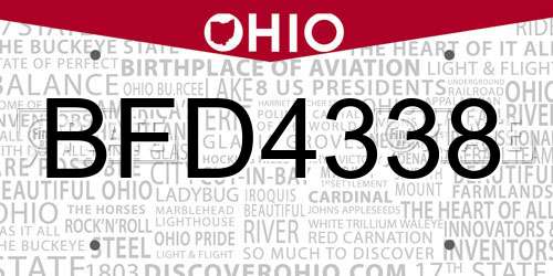 BFD4338 Ohio License Plate