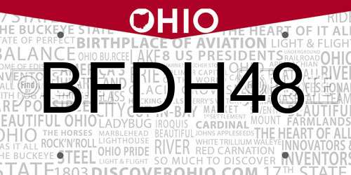 BFDH48 Ohio License Plate