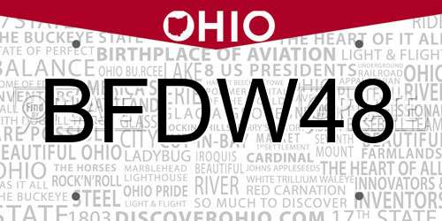 BFDW48 Ohio License Plate