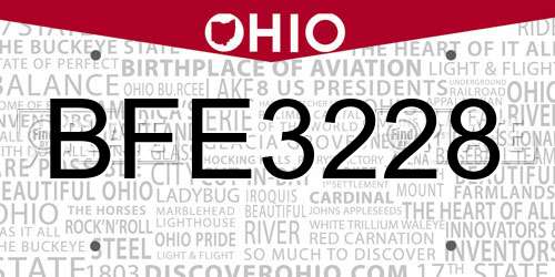 BFE3228 Ohio License Plate