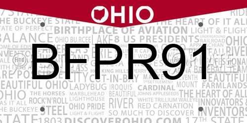 BFPR91 Ohio License Plate