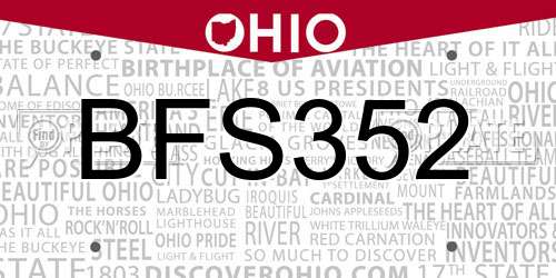 BFS352 Ohio License Plate