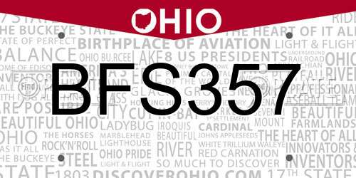 BFS357 Ohio License Plate