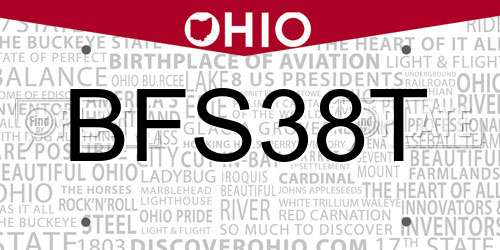 BFS38T Ohio License Plate