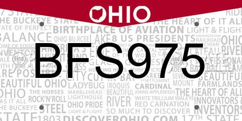 BFS975 Ohio License Plate