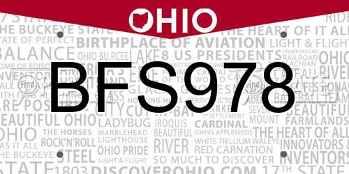 BFS978 Ohio License Plate