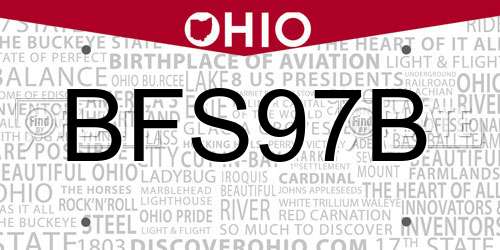 BFS97B Ohio License Plate