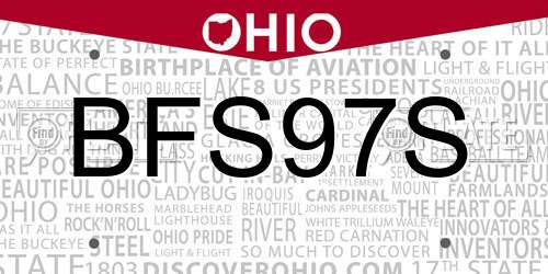 BFS97S Ohio License Plate