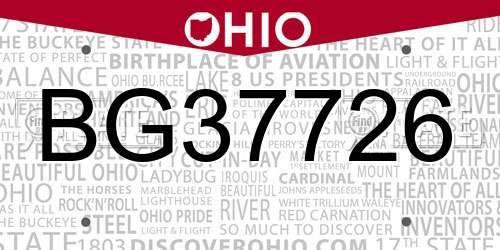 BG37726 Ohio License Plate