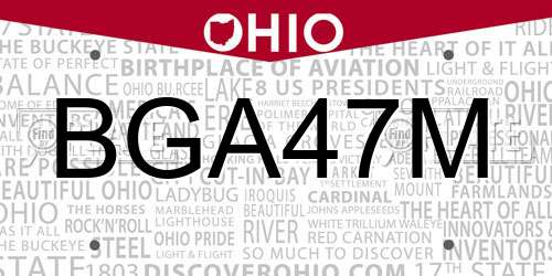 BGA47M Ohio License Plate