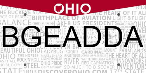 BGEADDA Ohio License Plate