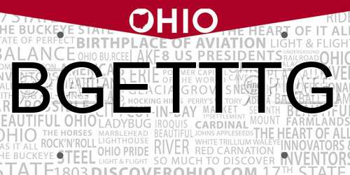 BGETTTG Ohio License Plate