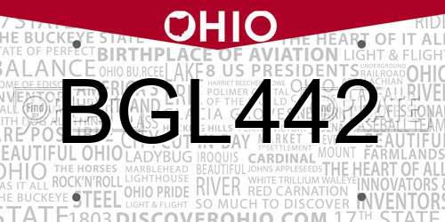 BGL442 Ohio License Plate