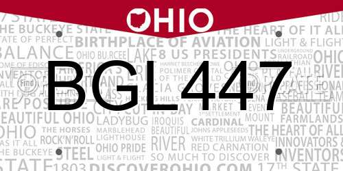 BGL447 Ohio License Plate