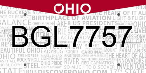 BGL7757 Ohio License Plate