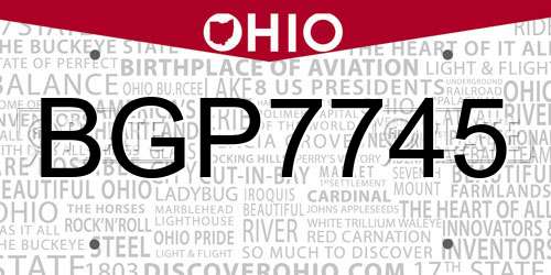 BGP7745 Ohio License Plate