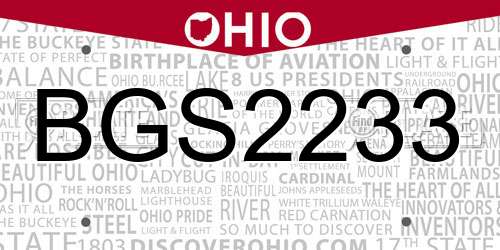 BGS2233 Ohio License Plate