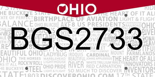 BGS2733 Ohio License Plate