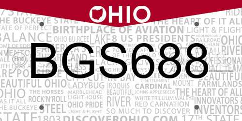 BGS688 Ohio License Plate