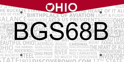 BGS68B Ohio License Plate