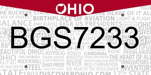 BGS7233 Ohio License Plate