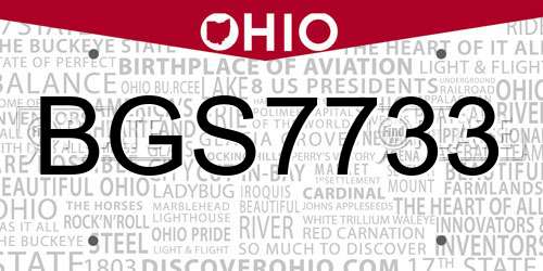 BGS7733 Ohio License Plate