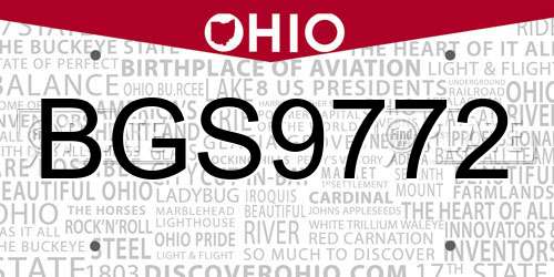 BGS9772 Ohio License Plate