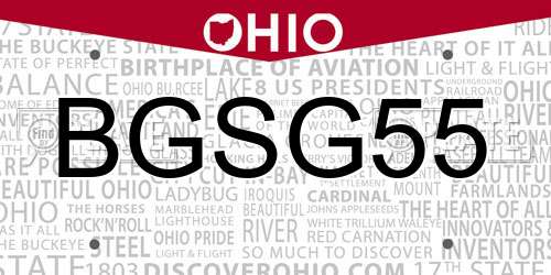 BGSG55 Ohio License Plate