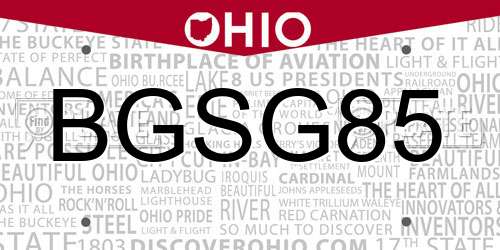 BGSG85 Ohio License Plate