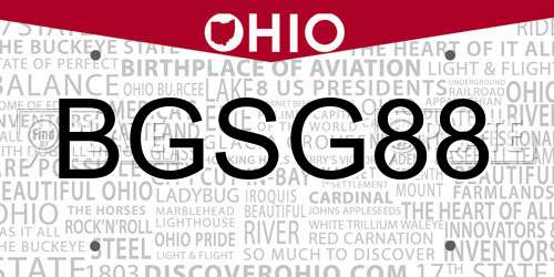 BGSG88 Ohio License Plate